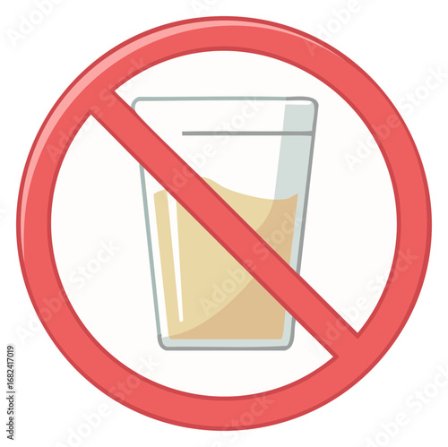 No Drinks Allowed Vector Icon. Red Prohibition Warning Sign for Beverages or Alcohol.