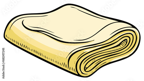 Puff pastry dough block illustration ready for baking flaky treats