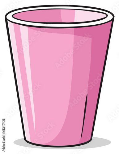 Shiny pink empty plastic tumbler glass cartoon drawing
