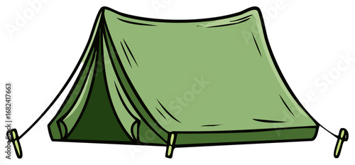 Green Camping Tent Illustration for Adventure and Outdoor Enthusiasts