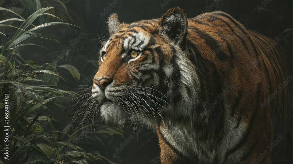 Fototapeta premium Tiger in jungle environment