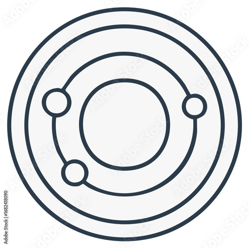 Stylized Orbital System with Satellite Planets Circling a Star, Abstract Conceptual Design