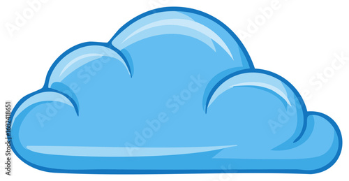 Cartoon Style Fluffy Light Blue Cloud Weather Icon in Sky Vector Graphic