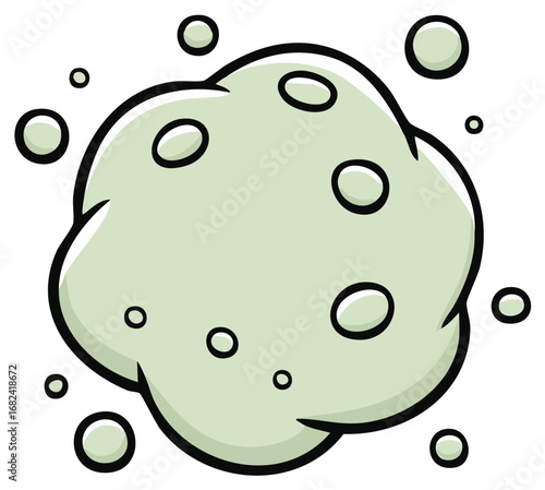 Abstract Green Blob with Bubbles Illustration