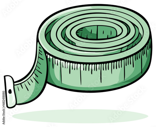 Rolled Green Measuring Tape with Inch Marks
