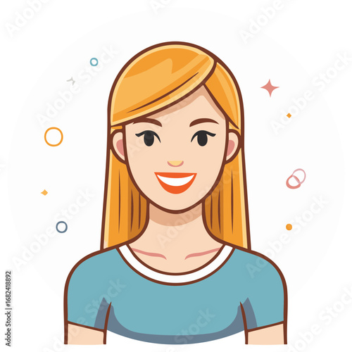 Cheerful blonde woman with a radiant smile an avatar illustration for user profile