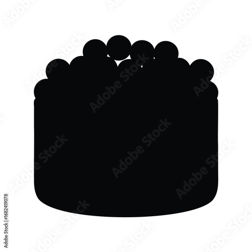 Monochrome silhouette of a caviar or roe topped canapÃ© or appetizer