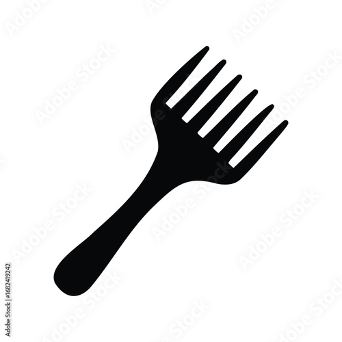 Silhouette of a culinary fork with five tines isolated on white