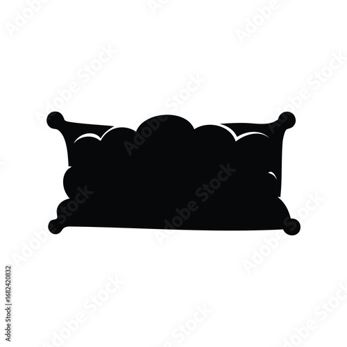 Black silhouette of a luxurious antique pillow with ornamental edges