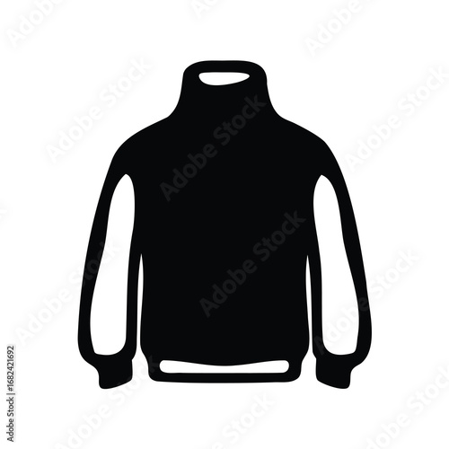 Stylized vector illustration of a turtleneck sweater in black and white