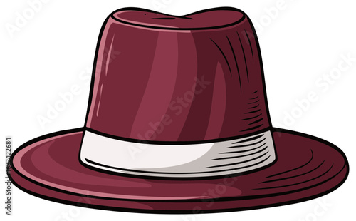 Classic Burgundy Fedora Hat with White Band Vintage Style
