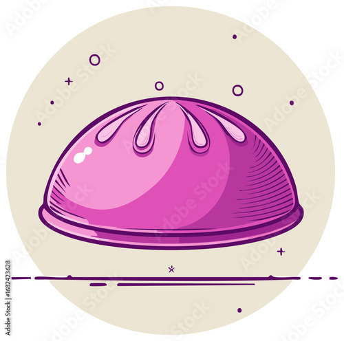 Delicious cartoon style purple steamed bao bun traditional Asian food illustration