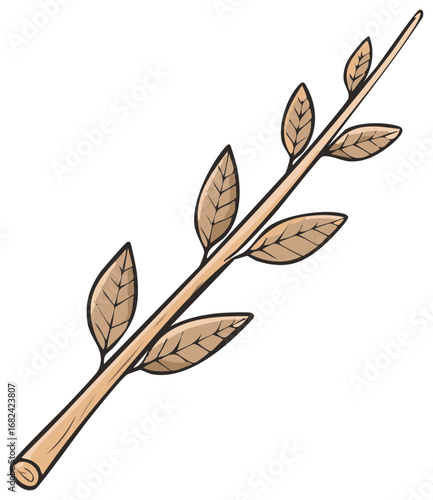 Stylized branch with leaves illustration botanical nature design element