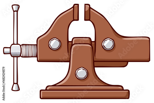 Vintage illustration of a brown metal vise grip for crafting projects.