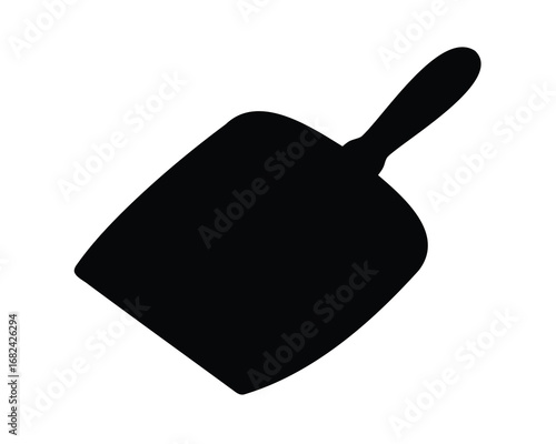 Black silhouette of a gardening trowel on a white background image