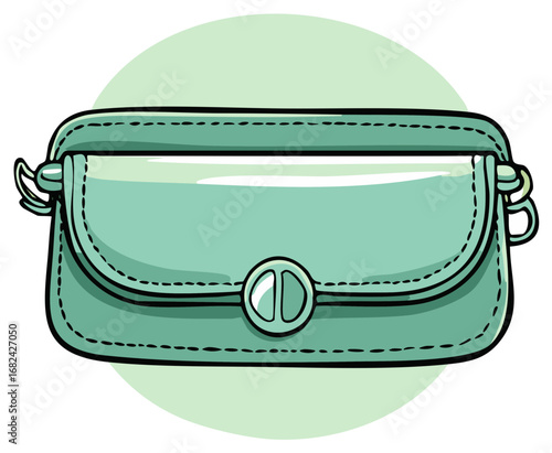 Stylish Teal Leather Handbag with Decorative Stitching and Clasp