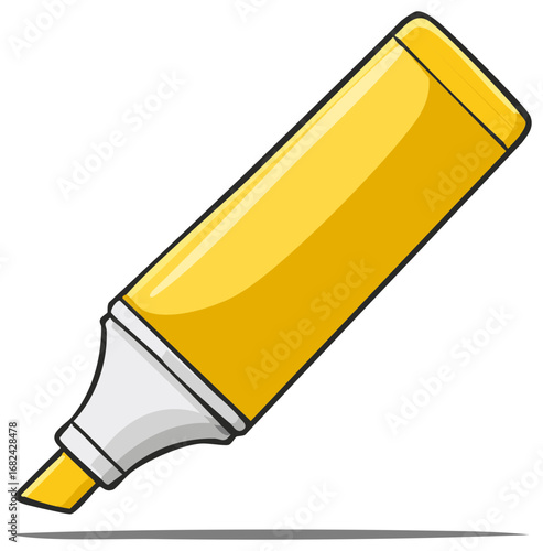 Bright Yellow Highlighter Cartoon Style Graphic Illustration For Emphasis and School or Office Supplies