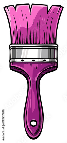 Vibrant pink and purple artistic paint brush tool cartoon style vector illustration