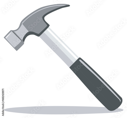 Silver Hammer Isolated Construction Tool Equipment Repair Maintenance Carpentry Industrial Work Cartoon
