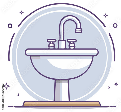 Bathroom Sink Fixture Icon Style Illustration Interior Decor Plumbing