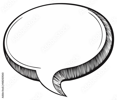 Hand drawn speech bubble with vintage hatching for conversation and communication