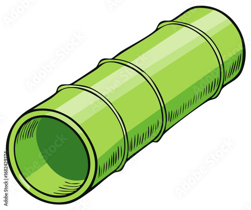 Bright green segmented play tunnel cartoon vector illustration