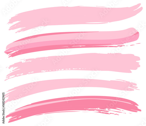 Pink brushstrokes arranged in horizontal lines on white background, abstract illustration design.