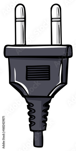 Hand drawn illustration of a European two pin electric power plug