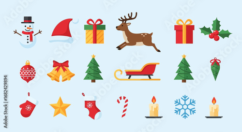 Christmas Icon Vector Set of Holiday Elements