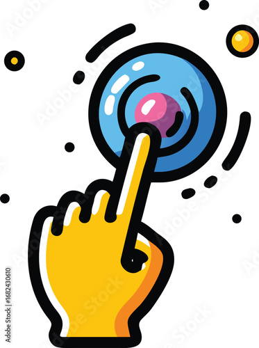 Vector art of finger touching a button