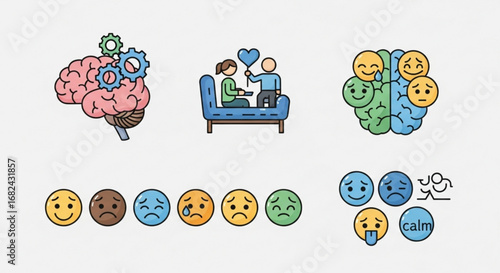 Mental health therapy and counseling services for emotional wellbeing and psychological support illustration