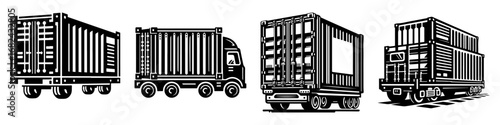 Modern Minimalist Shipping Container Icon, Flat Silhouette of an Industrial Cargo Box Vector for Logistics Illustration Design