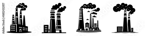 Modern Minimalist Smokestack Icon, Flat Silhouette of an Industrial Chimney Vector for Factory Illustration Design