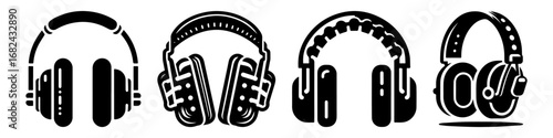 Modern Minimalist Ear Protection Icon, Flat Silhouette of Protective Headset Vector for Industrial Illustration Design