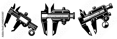 Modern Minimalist Caliper Icon, Flat Silhouette of a Measurement Tool Vector for Industrial Illustration Design