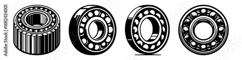 Modern Minimalist Bearing Icon, Flat Silhouette of an Industrial Mechanical Component Vector for Engineering Illustration Design