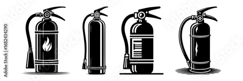 Modern Minimalist Fire Extinguisher Icon, Flat Silhouette of a Safety Equipment Vector for Emergency Illustration Design