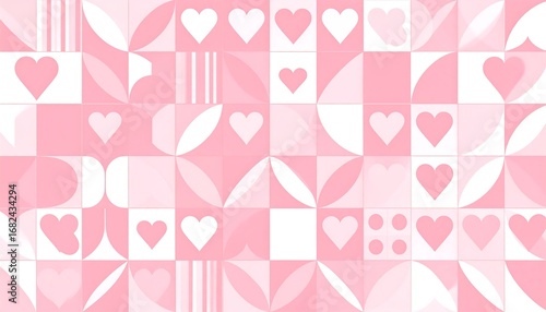 Pink Heart Geometric Pattern