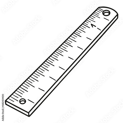 Black and white drawing of a measuring tool ruler