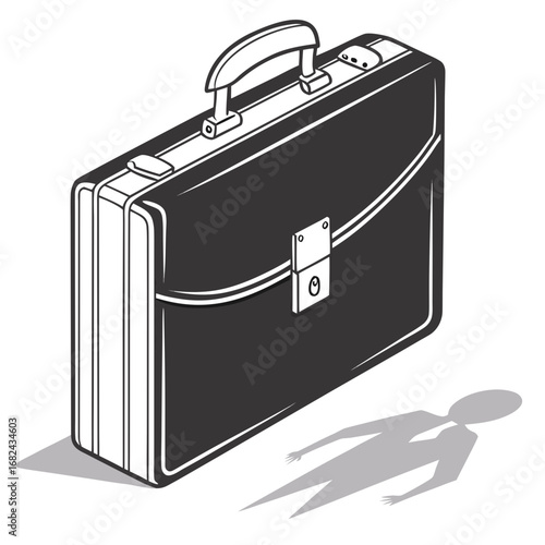 Black briefcase with silver handle and lock white