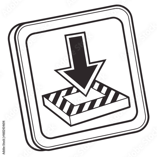 Black arrow pointing down onto striped platform download