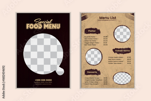 Restaurant Special Double Sided Food Menu Design