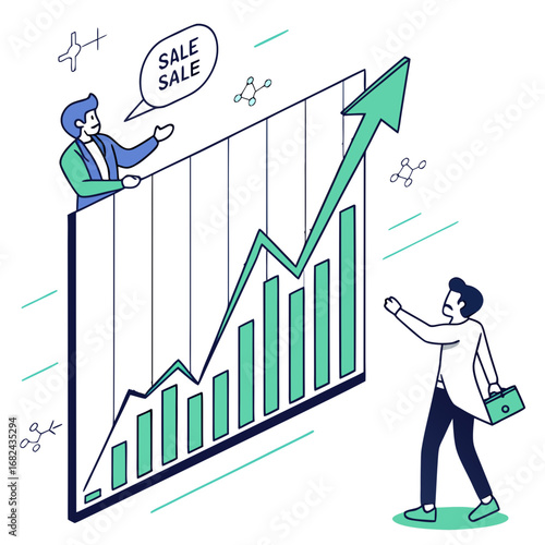 Business growth presentation with rising graph vector
