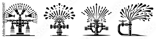 Modern Minimalist Sprinkler System Icon, Flat Silhouette of a Fire Safety Device Vector for Emergency Illustration Design
