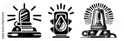 Modern Minimalist Warning Light Icon, Flat Silhouette of an Alert Lamp Vector for Safety Illustration Design