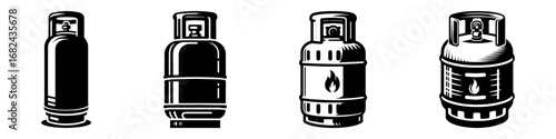 Modern Minimalist Gas Cylinder Icon, Flat Silhouette of a Storage Tank Vector for Energy Illustration Design