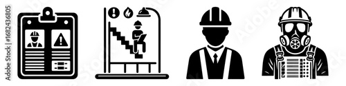 Modern Minimalist Safety Chart Icon, Flat Silhouette of an Industrial Safety Poster Vector for Workplace Illustration Design