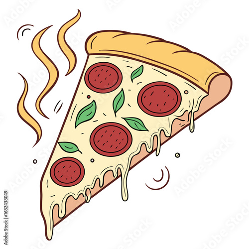 Delicious pepperoni pizza slice with melting cheese