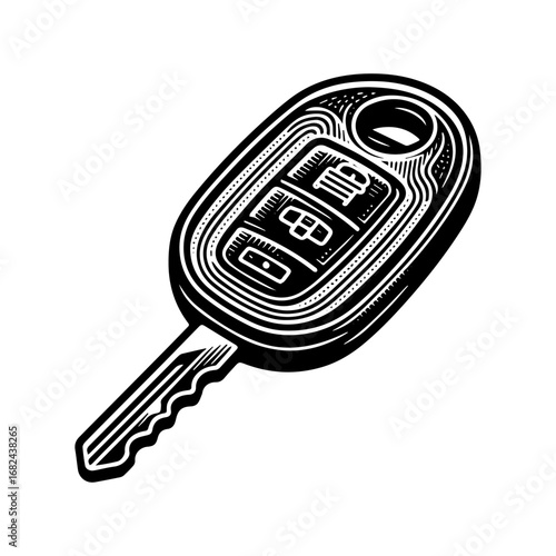 Modern Minimalist Remote Key Icon, Flat Silhouette of a Car Security Device Vector for Automotive Illustration Design
