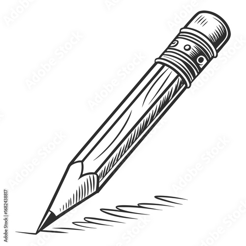 Drawing pencil with graphite strokes writing sketch